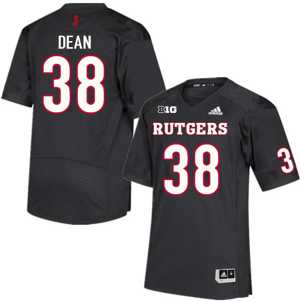 Men #38 Austin Dean Rutgers Scarlet Knights College Football Jerseys Sale-Black